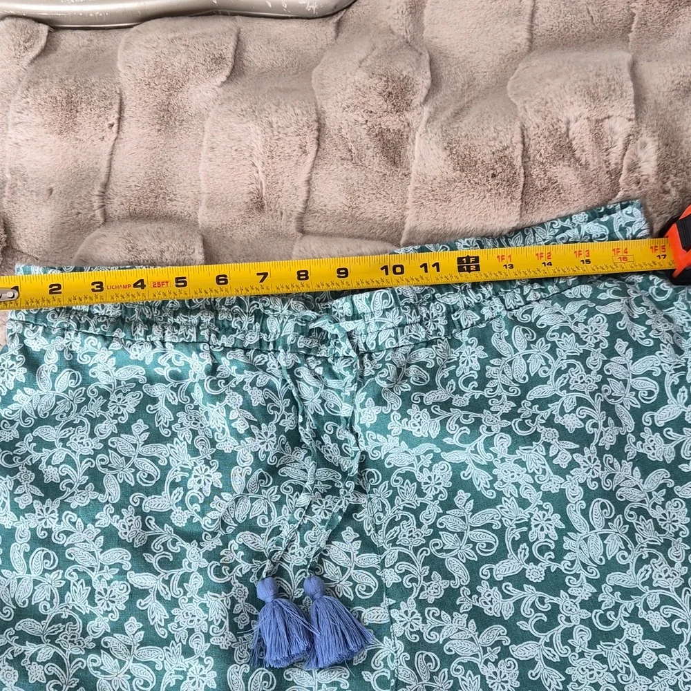 J. Jill Love LinenTeal Floral High Waist Shorts M - Picture 4 of 8